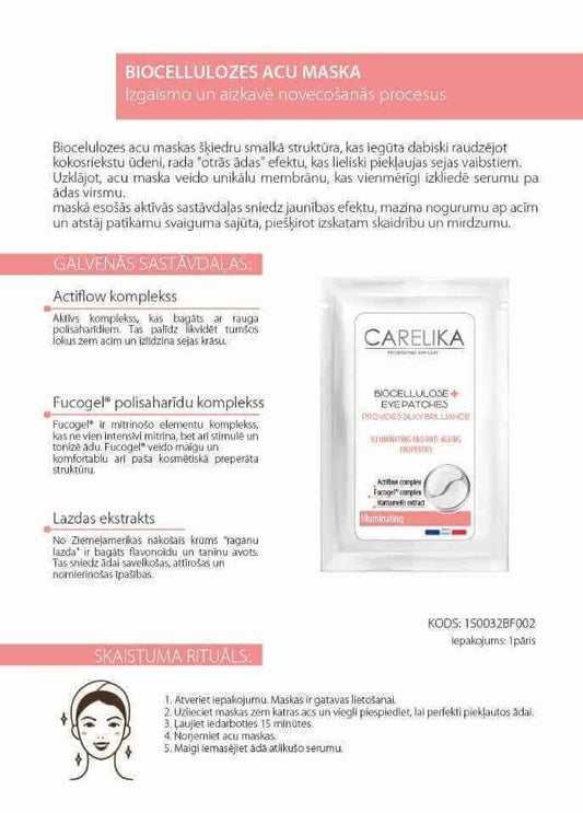 Carelika-Biocellulose Eye Patches ILLUMINATING 2 patches - Bahja Care