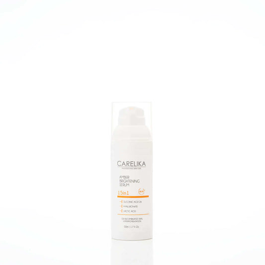 CARELIKA Amber Brightening Serum 15in1 with Succinic Acid 2% 50 ml bottle for skin hydration and renewal