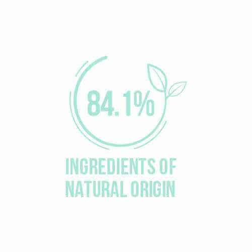 84.1% ingredients of natural origin, emphasizing eco-friendly skincare formulation.