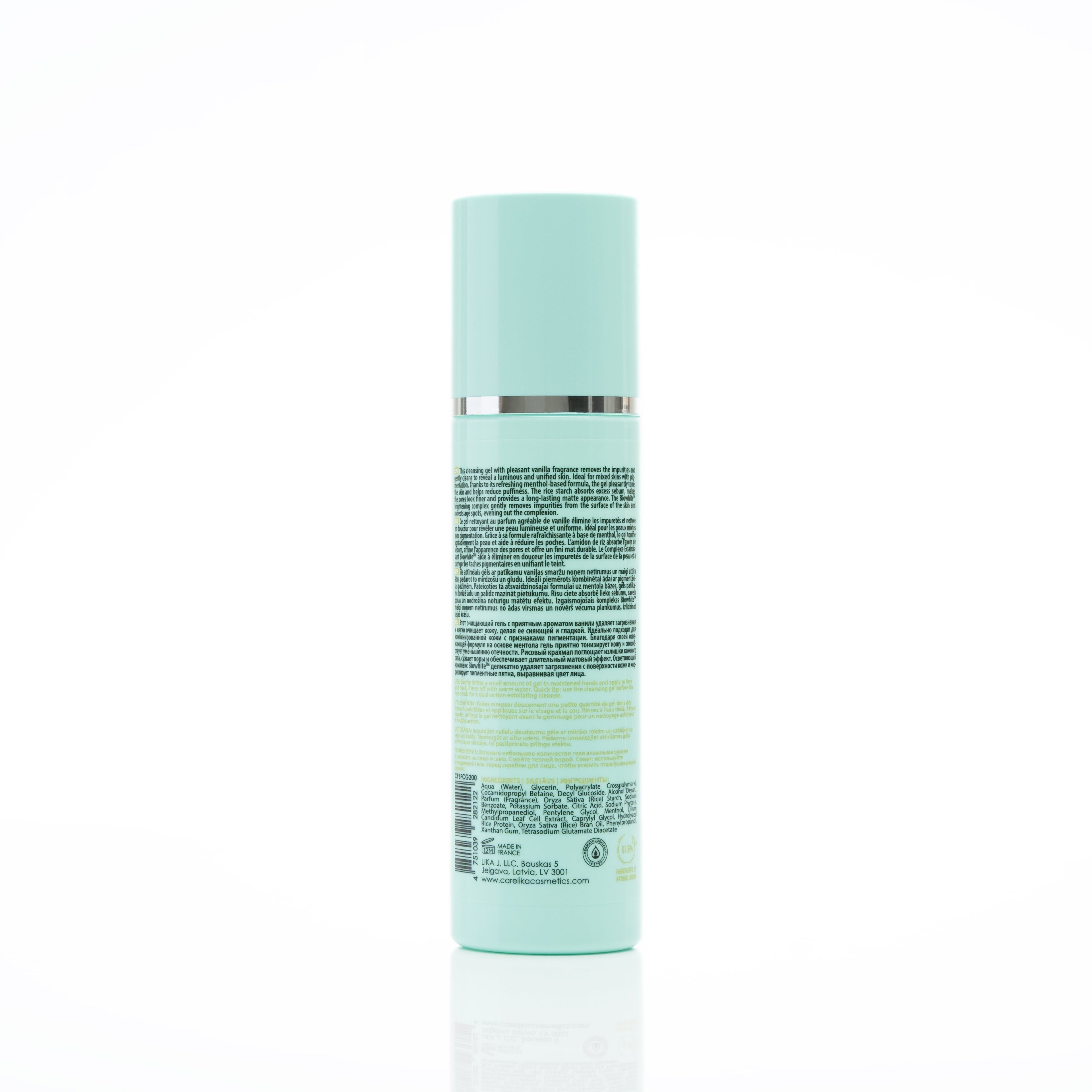 Carelika Brightening Face Cleansing Gel with Rice 200ml - side view