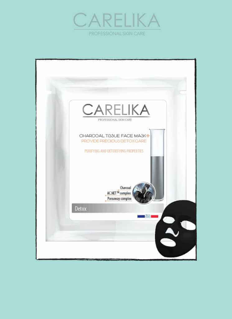 Carelika-Charcoal Tissue Face Mask 23 ml - Bahja Care 
