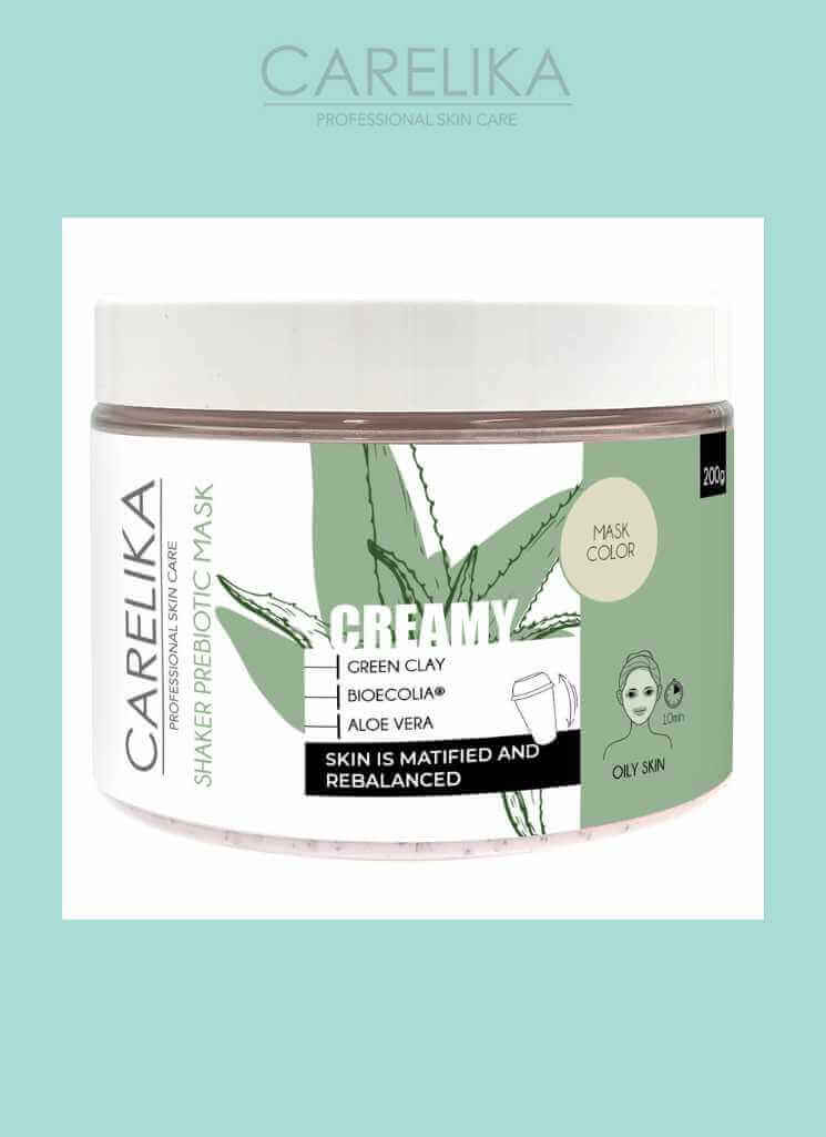 Carelika-Shaker Prebiotic Creamy Mask Green Clay 200 g Cosmetics Acne and Oily Skin Treatment