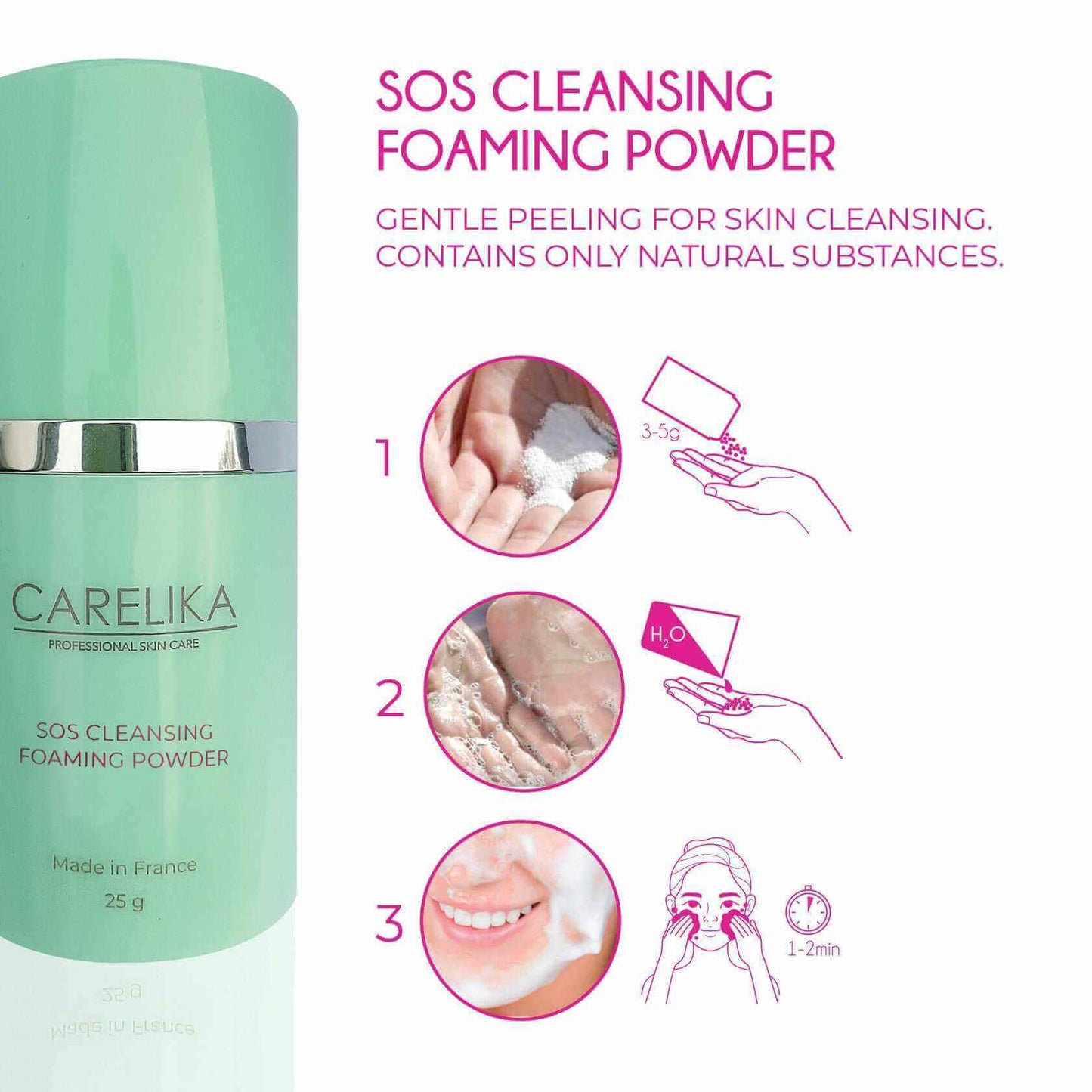 Carelika-SOS Cleansing Powder with niacinamide 200 g Cosmetics Carelika