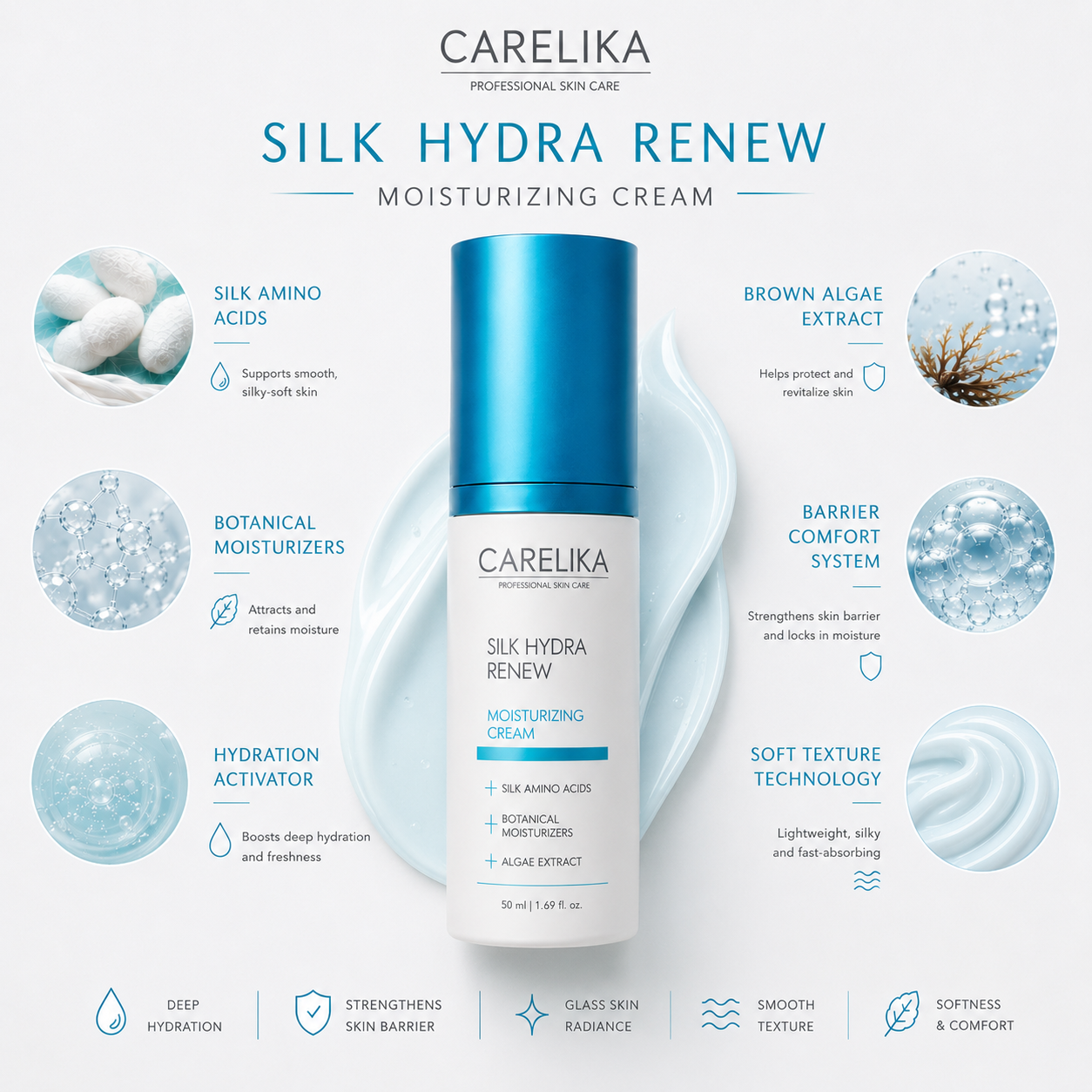 Carelika Silk Hydra Renew Moisturizing Cream – lifestyle beauty shot