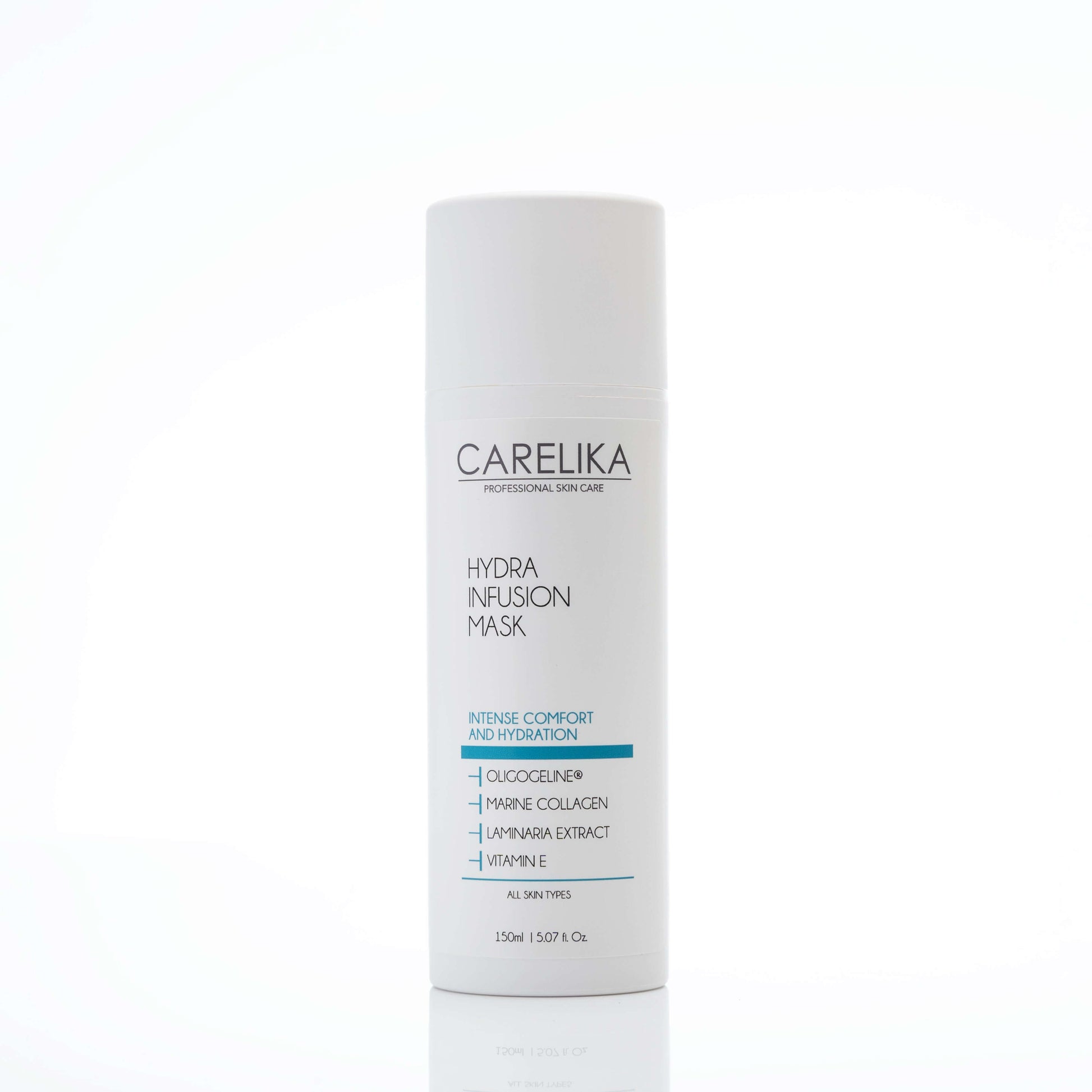 Carelika Hydra Infusion Mask 150ml for dry skin recovery with marine collagen and OligogelineÂ® complex.