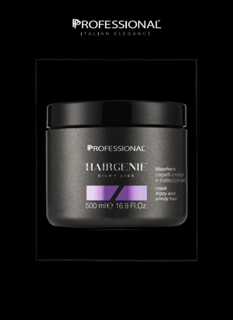 Professional Hairgenie Silky Liss Mask 500ml, smoothing treatment for frizzy hair with Mallow Extract for hydration.