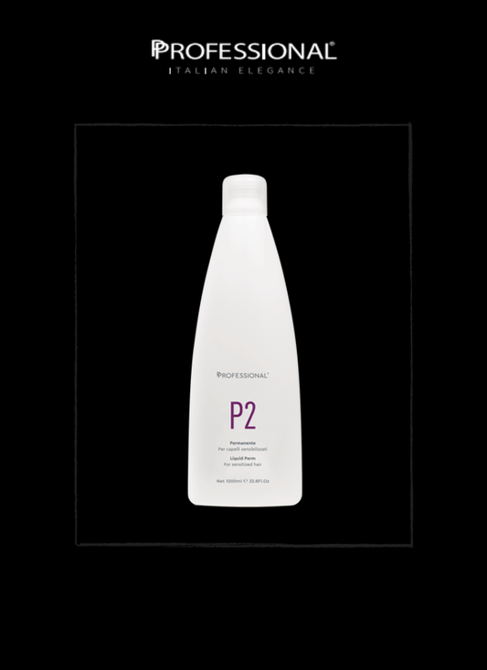 Professional P2 permanent waves for sensitised hair in 1000 ml bottle, ensuring healthy waves and curls with maximum hold.