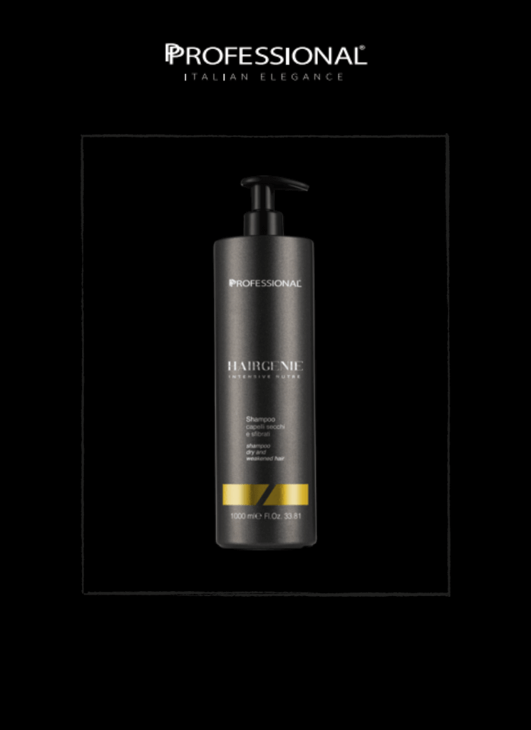 Professional Hairgenie Intensive Nutre Shampoo for dry hair, 1000 ml, enriched with Wheat Amino Acids and nourishing extracts.