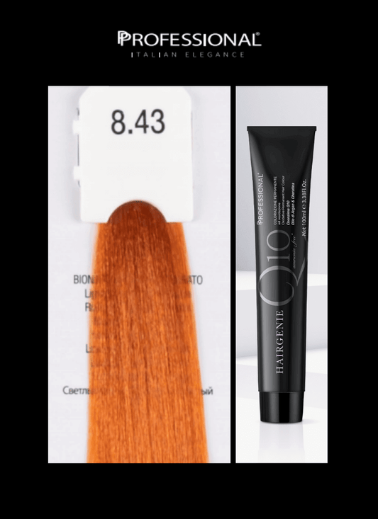 PROFESSIONAL HAIRGENIE HAIR COLOR AMMONIA FREE 8.43 (Copper Colours) 100 ML