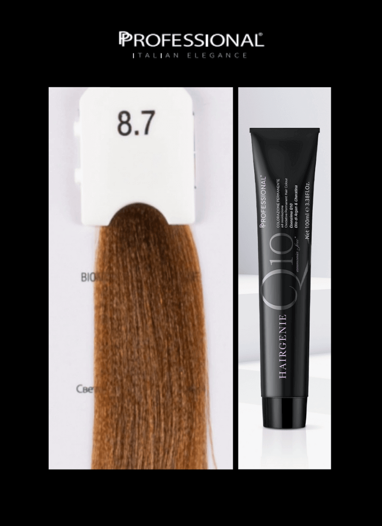 PROFESSIONAL HAIRGENIE HAIR COLOR AMMONIA FREE 8.7 (WARM BROWN COLOURS)  100 ML