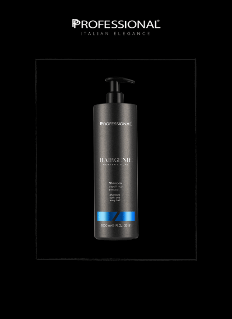 Professional Hairgenie Perfect Curl Shampoo 1000 ml for curly hair, eliminates frizz, adds moisture and nourishment.