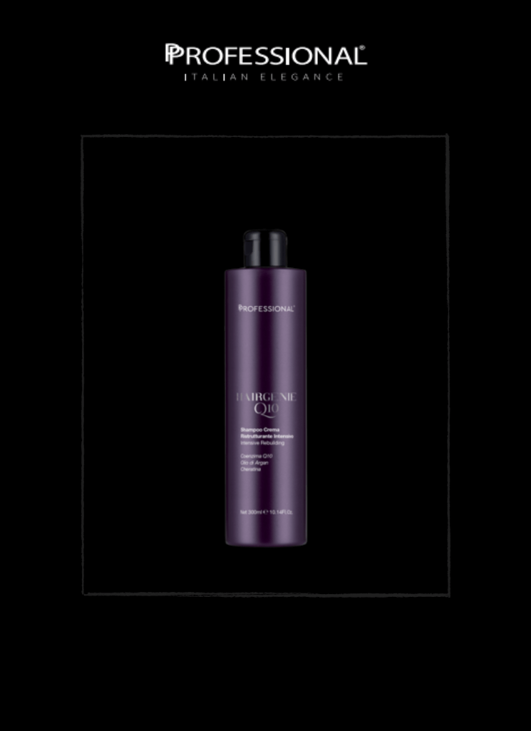 Professional Haircare Oil bottle in sleek purple packaging, part of Italian elegance haircare line, designed for nourishing and moisturizing hair.