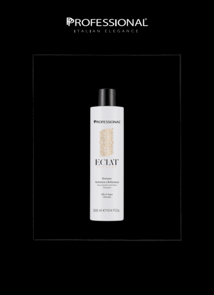 Professional Eclat Supreme Nourishment and Shining Shampoo 300 ml with argan oil and keratin for soft, bright hair.