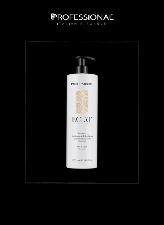 Professional Eclat Supreme Nourishment Shampoo 1000ml with Argan Oil and Keratin for bright and soft hair.